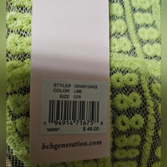 BCBG Generation Lime Green Sheer Tie Front Wrap Top O/S - Picture 6 of 6